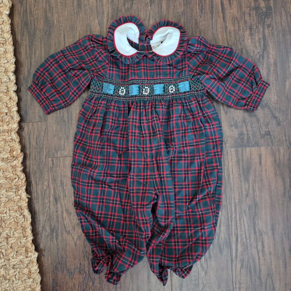 Class Club Red and Green Plaid Kids One Piece